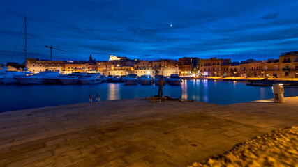 Old Harbor Of Bisceglie At Night Puglia Apulia Italy