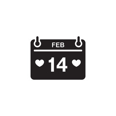 Valentines day calendar icon isolated on white background
