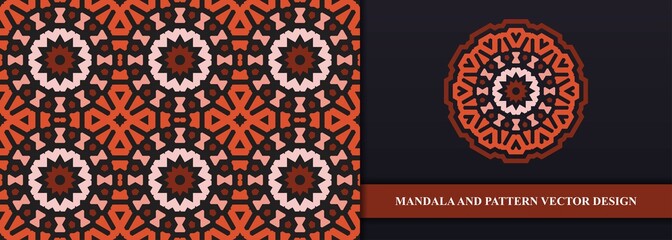 Ethnic mandala with colorful ornament,Beautiful seamless pattern with ethnic style Premium Vector