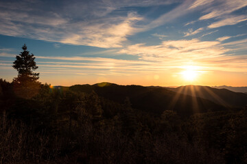 sunset in the mountains