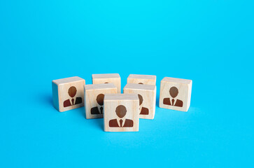 People form a team with a leader at the head. Business personnel management. Effective teamwork,...