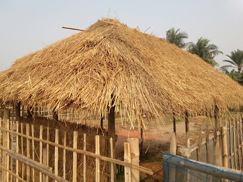 A rest place with straw roof