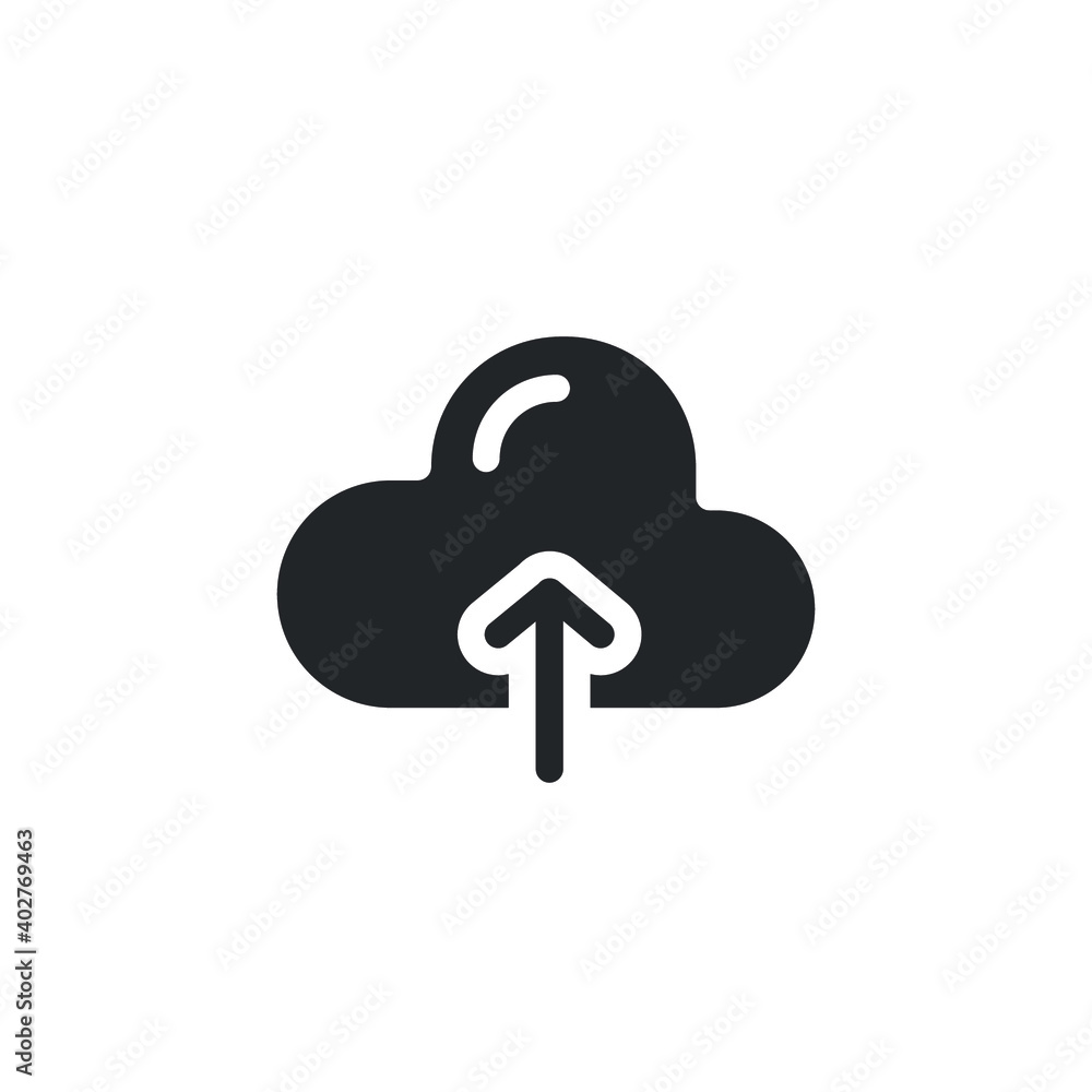 Poster cloud computing glyph icon for web template and app. vector illustration. design on white background