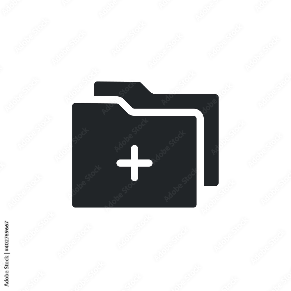 Poster add folder glyph icon for web template and app. vector illustration. design on white background. eps