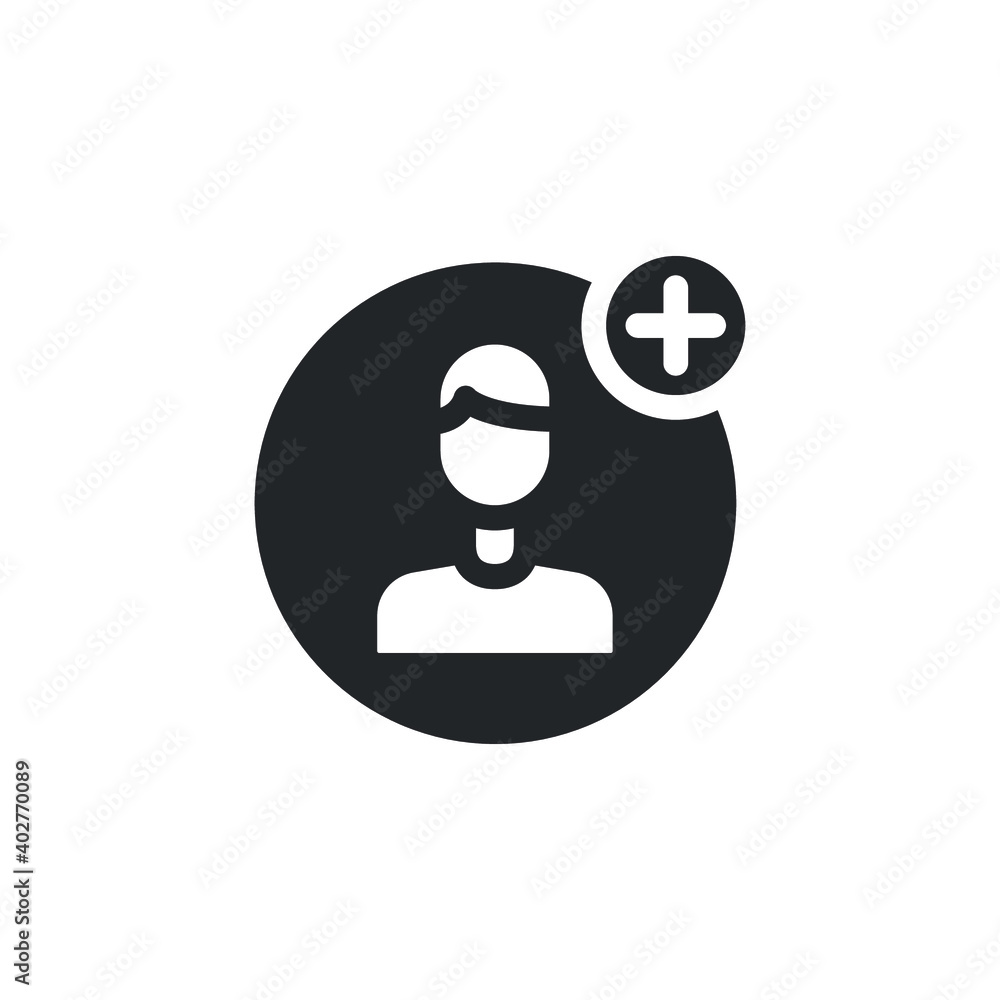 Poster add user glyph icon for web template and app. vector illustration. design on white background. eps 1