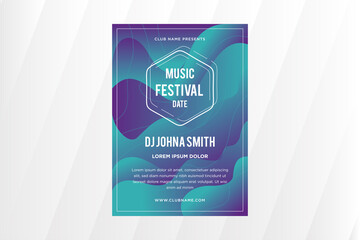 Naklejka na ściany i meble set of abstract flyer template design with headline music festival blue gradient on element. vertical layout with wavy style background. transparency wave line 