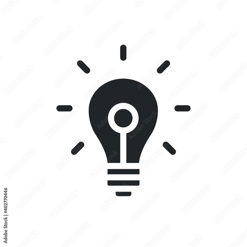 Aufkleber idea bulb glyph icon for web template and app. vector illustration. design on white background. eps 
