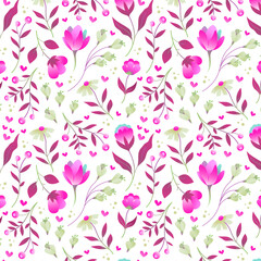 Fototapeta na wymiar abstract cute simple pattern light pink rough flower and leaf nursery fabric on white.
