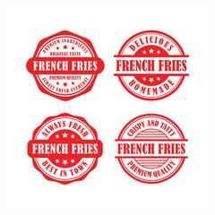 French fries stamps vector design collection