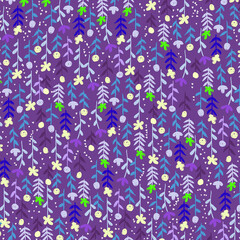 light purple abstract minimalist texture with colorful leaf and flower pattern on purple.