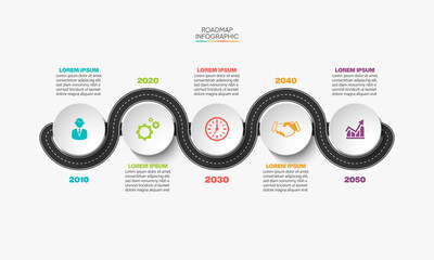 Obraz premium Business road map timeline infographic icons designed for abstract background template milestone element modern diagram process technology digital marketing data presentation chart Vector illustration