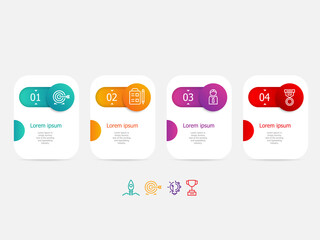 abstract horizontal infographics 4 steps for business and presentation