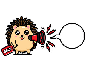 cute hedgehog character design wearing megaphone