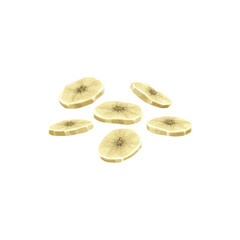 Banana dried fruits, dry food and candied fruit sweets, isolated vector icon. Candied dried banana succade slices, sweet dessert confection, culinary and pastry ingredient