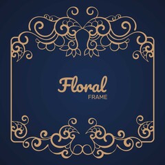 Ornamental golden decorative floral frame background. - Vector.