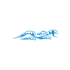 Marine water splashes isolated abstract sea waves symbol. Vector stream of storming ocean