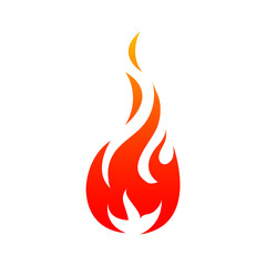 Fire with sparks isolated icon. Vector blazing burning flames, bonfire or campfire symbol