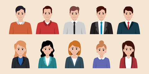 Icon set of business man and business woman.
