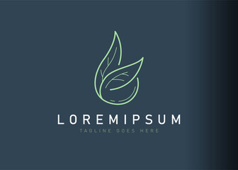 Bio oil logo design. Vector illustration of leaves and oil gas. Vintage logo design vector line icon template