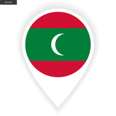 Maldives marker icon with shadow isolated on white background. Maldives pin icon on white background.