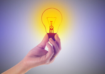 The light bulb in hand, idea, innovation inspira .