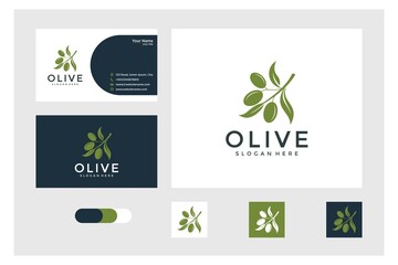 olive logo design and business card