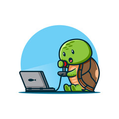 cute turtle playing game.