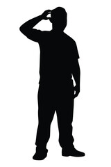 Standing man silhouette vector on white