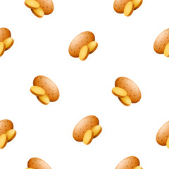 Seamless Pattern Abstract Elements Brown Potato Food Vector Design Style Background Illustration