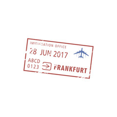 Frankfurt immigration office isolated visa stamp. Vector German border control document