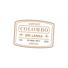 Arrival visa to Colombo international airport, vector isolated stamp icon, arrived to Sri Lanka