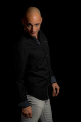 Studio image with a black background.