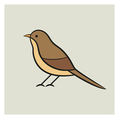 Bird cartoon icon vector illustration. Minimal lines art. Flat design.