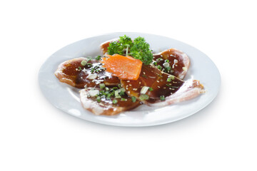 Fresh Raw Sliced ​​Pork meat ready for cooking isolate on white background
