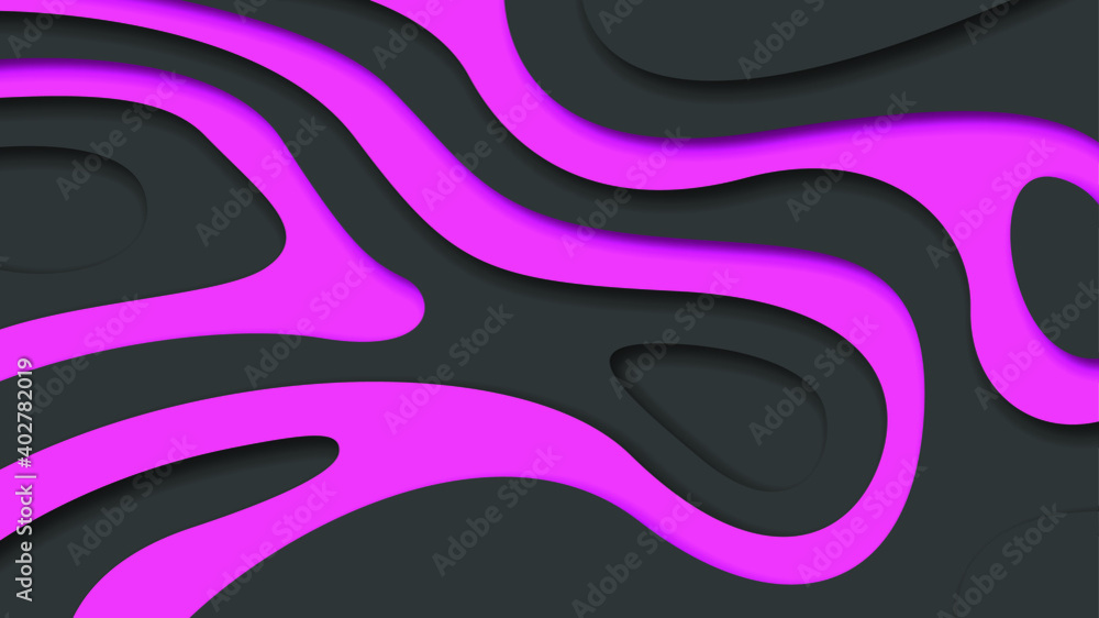 Poster pink and black abstract paper cut background vector shadows 3d smooth objects modern design