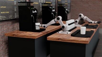 Coffee machine concept Automatic. In a coffee shop.