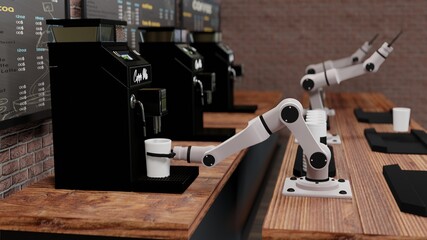 Coffee machine concept Automatic. In a coffee shop.