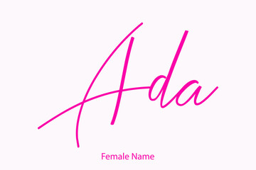 Ada Female Name in Beautiful Cursive Typography Pink Color Text 