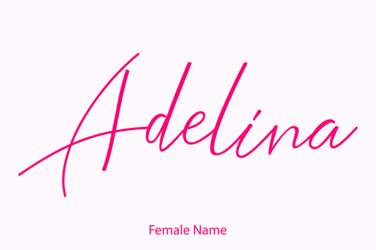 Adelina Female Name in Beautiful Cursive Typography Pink Color Text 