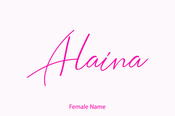 Alaina Female Name in Beautiful Cursive Typography Pink Color Text 