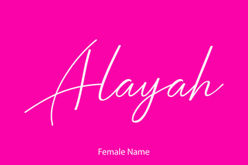 Alayah-Female Name in Beautiful Cursive Typography On Pink Background