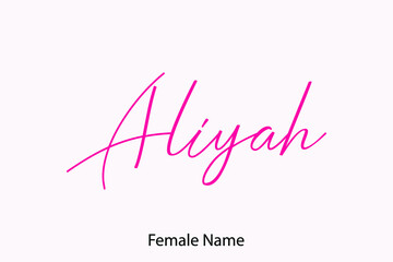 Aliyah Female Name in Beautiful Cursive Typography Pink Color Text 