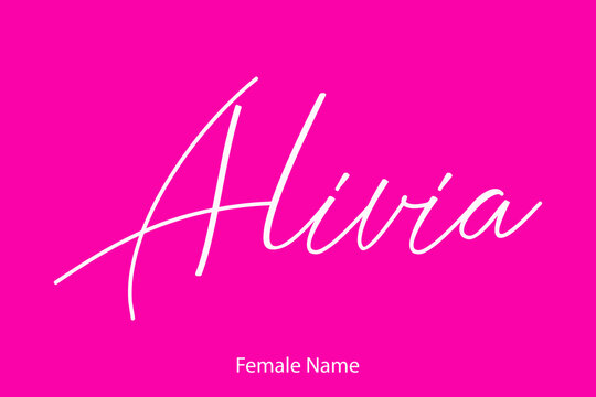 Alivia-Female Name in Beautiful Cursive Typography On Pink Background