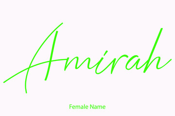 Amirah Female Name Elegant Cursive Typography Orange Color Text 