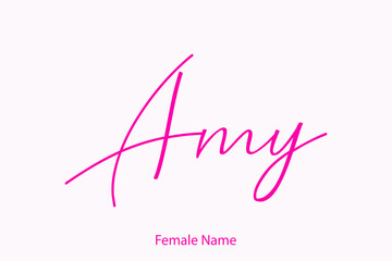 Amy Female Name in Beautiful Cursive Typography Pink Color Text 