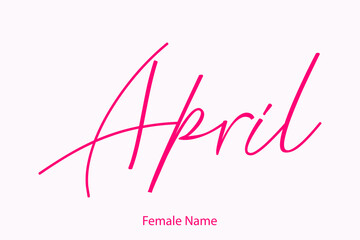 April Female Name in Beautiful Cursive Typography Pink Color Text 