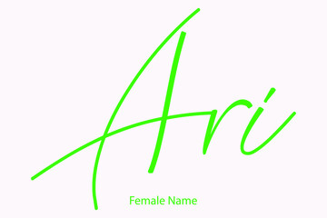 Ari Female Name in Elegant Cursive Typography Orange Color Text 