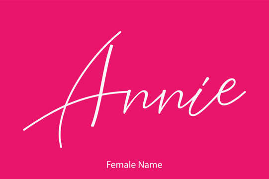 Annie-Female Name in Beautiful Cursive Typography On Pink Background