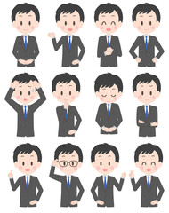 スーツの男性　表情セット