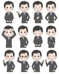 スーツの男性　表情セット